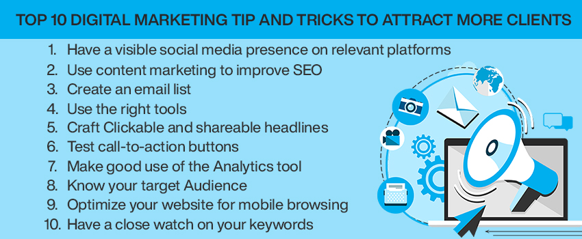 Top 10 digital marketing tip and tricks to attract more clients